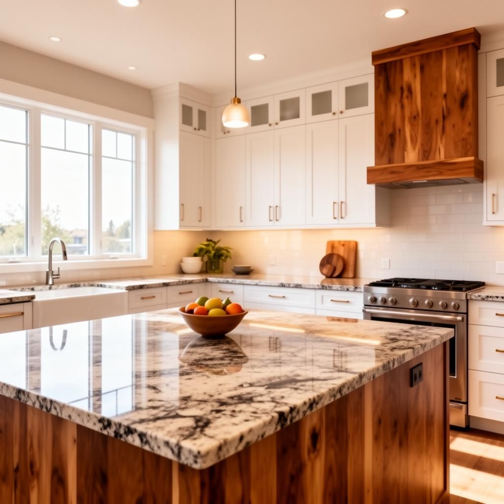 Beautiful granite kitchen countertop installed by Granite by Wednesday in Regina, SK