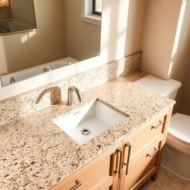 Granite bathroom vanity with undermount sink